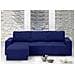 Copridivano Con Penisola Chaise Longue Tinta Unita Blu Mod Capri Sinistra Blu - Foto miniatura 6