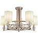 Lampadario Contemporaneo Vittoria Metallo Oro 5 Luci Diffusori In Pvc Crema - Foto miniatura 1