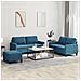 Set di Divani 3 pz con Cuscini Blu in Velluto - Foto miniatura 2