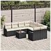 Set di divano da giardino a 9 pezzi con cuscini Nero Rattan, Divano da giardino a 2 posti con cuscini Nero Rattan - Foto miniatura 3