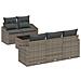 Set Divani Giardino Cuscini 6 Pezzi Grigio Rattan Polietilene - Foto miniatura 1