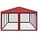 Tenda per Feste con 10 Pareti Laterali in Rete Rossa 6x4 m HDPE - Foto miniatura 4