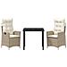 Set da Pranzo per Giardino 3 pcs Beige polyrattan - Foto miniatura 7