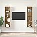 Mobile TV 2 pcs Marrone 37 x 37 x 142.5 cm Legno multistrato - Foto miniatura 2