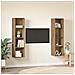 Mobile TV 2 pcs Marrone 37 x 37 x 142.5 cm Legno multistrato - Foto miniatura 4
