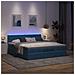 Pouf Letto con Materassi e LED Blu Scuro 200x200cm Velluto - Foto miniatura 3