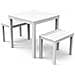 Set Salotto Da Esterno Moncalieri, Set Da Giardino Con 1 Tavolo Quadrato E 2 Panche, Set Indoor E Outdoor Da Pic Nic, 100% Made In Italy, Bianco - Foto miniatura 1