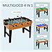Tavolo Multigioco 4 in 1 con Calcio Balilla, Biliardo, Ping Pong e Hockey da Tavolo, 107x61x84.5cm - Foto miniatura 4