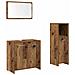 Set Mobili Da Bagno 3 Pz Legno Antico In Legno Multistrato - Foto miniatura 2