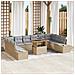 Set Divano da Giardino di 11 Pezzi con Cuscini Beige Rattan Polietilene - Foto miniatura 2