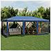 Tenda per Feste con 10 Pareti Laterali in Rete Blu 6x4 m HDPE - Foto miniatura 2