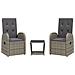 Set da Pranzo da Giardino 3 pz con Cuscini in Polyrattan Grigio - Foto miniatura 1