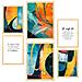 Set Di 6 Stampe Colori Astratti, Giallo, Arancione, Blu, Forme Incorniciate Con Illustrazioni Per La Casa, Negozio, Pittura A3 & A4 Telaio In Legno Chiaro - Foto miniatura 1