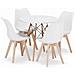 Tavolo rotondo Valora KOVA Ø80 bianco + 4 sedie RIKX bianche - Foto miniatura 1
