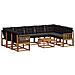 Set di divani da esterno con cuscino 10 pcs Naturale e Nero - Foto miniatura 1