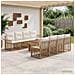 Set Divano da Giardino 9 pz Naturale e Bianco Crema polyrattan - Foto miniatura 7