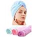 Asciugamano 3 Pack Microfibra Capelli Wrap Assorbente Eccellente Twist Caps Turbante Capelli Secchi Con Pulsanti Bagno Loop Fissare Salone Di Capelli Secchi Cappello Rosa Blu Viola - Foto miniatura 1