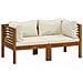 Divano Da Giardino A 2 Posti Con Cuscino Crema Massello Acacia - Foto miniatura 1