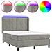 Letto A Molle Materasso E Led Grigio Chiaro 140x190 Cm Velluto - Foto miniatura 1
