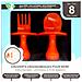 Posate Ergonomiche Per Bambini In Plastica - Set Di Cucina Arancione Funzionale - Foto miniatura 3