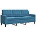 Set di Divani 3 pz con Cuscini Blu in Velluto - Foto miniatura 4