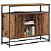 Credenza in Legno Antico 100x35x80 cm in Legno Ingenerizzato e Acciaio - Foto miniatura 3