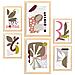 Set Di 6 Stampe Forma Particolare 1 In Fiore Dipinti Decorativi Estetici Astratti Per Il Tuo Soggiorno Di Casa A3 & A4 Telaio In Legno Chiaro - Foto miniatura 1