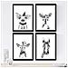 Set Di 4 Stampe Di Animali Per Bambini Con Occhiali E Fiori, Poster Di Carta 250 Gr.. Cornice Nera A4 - Foto miniatura 1