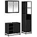 Set di mobili per il bagno 3 pcs Rovere Nero Legno multistrato - Foto miniatura 1