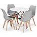 Tavolo rotondo Valora KOVA Ø80 bianco + 4 sedie RIKX grigie - Foto miniatura 1