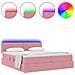 Letto con luci a strisce a LED Rosa 200 x 200 cm Velluto - Foto miniatura 4