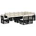 Set Divano da Giardino 11 pz Nero e Bianco Crema polyrattan - Foto miniatura 1