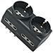 92379 Set 2 Adattatori Multipresa 6 Posti 2 Schuko + 4 Bivalenti (10/16a) Spina Grande 16a - Adattatore Ultra Compatto, Grigio Scuro - Foto miniatura 2