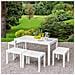 Set Salotto Da Esterno Sanremo, Set Da Giardino Con 1 Tavolo Rettangolare E 4 Panchine, Set Indoor E Outdoor Da Pic Nic, 100% Made In Italy, Bianco - Foto miniatura 1