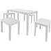 Set Salotto Da Esterno Sanremo, Set Da Giardino Con 1 Tavolo Rettangolare E 4 Panchine, Set Indoor E Outdoor Da Pic Nic, 100% Made In Italy, Bianco - Foto miniatura 2