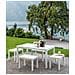 Set Salotto Da Esterno Sanremo, Set Da Giardino Con 1 Tavolo Rettangolare E 4 Panchine, Set Indoor E Outdoor Da Pic Nic, 100% Made In Italy, Bianco - Foto miniatura 3