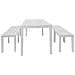 Set Salotto Da Esterno Sanremo, Set Da Giardino Con 1 Tavolo Rettangolare E 4 Panchine, Set Indoor E Outdoor Da Pic Nic, 100% Made In Italy, Bianco - Foto miniatura 4