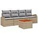 Set Divano da Giardino 5 Pezzi con Cuscini Beige Rattan Polietilene Acacia - Foto miniatura 1