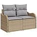 Set Divano Giardino 9 Pezzi con Cuscini Rattan Nero in Polyrattan, Divano Giardino 2 Posti con Cuscini Beige in Polyrattan - Foto miniatura 4
