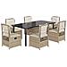 Set da Pranzo da Giardino 7 pz con Cuscini Beige in Polyrattan - Foto miniatura 1