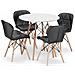 Set da tavolo rotondo bianco KOVA 80 con 4 sedie nere WAKO - Foto miniatura 1