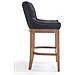Sgabello Legno Lakewood Antico-Chiaro - Sgabello Alto Vintage in Tessuto - Sedia Bar Chesterfield con Poggiapiedi Alt. 74 cm Grigio Scuro - Foto miniatura 3