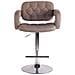 Sgabello Design Dublin In Tessuto - Sgabello Bar Girevole E Regolabile In Altezza 65-85 CM - Sgabello Alto Con Schienale E Braccioli Tortora - Foto miniatura 2