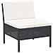 Set Divani Da Giardino 3 Pz Con Cuscini In Polyrattan Nero - Foto miniatura 3