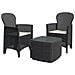 Set Salotto Da Esterno Napoli, Set Da Giardino Con 2 Poltrone Ed 1 Tavolino Contenitore, Salottino Effetto Rattan, 100% Made In Italy, Antracite - Foto miniatura 2