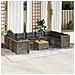 Set Divano da Giardino 10 pz con Cuscini Grigio in Polyrattan - Foto miniatura 8