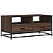 Tavolino Rovere Marrone 100x50x45cm Legno Multistrato E Metallo - Foto miniatura 2