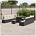 Set di Divani da Giardino  11 Pezzi con Cuscini Nero Rattan Polivalente Acacia, Divano da Giardino  2 Posti con Cuscini Nero Rattan Polivalente, Set da Pranzo da Giardino  3 Pezzi con Cuscini Nero Rattan Polivalente Acacia - Foto miniatura 3
