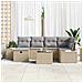 Set divani giardino da 7 pezzi con cuscini beige in polyrattan - Foto miniatura 3