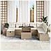 Set Giardino 9 Pezzi con Cuscini Beige in Rattan Polietilene - Foto miniatura 3
